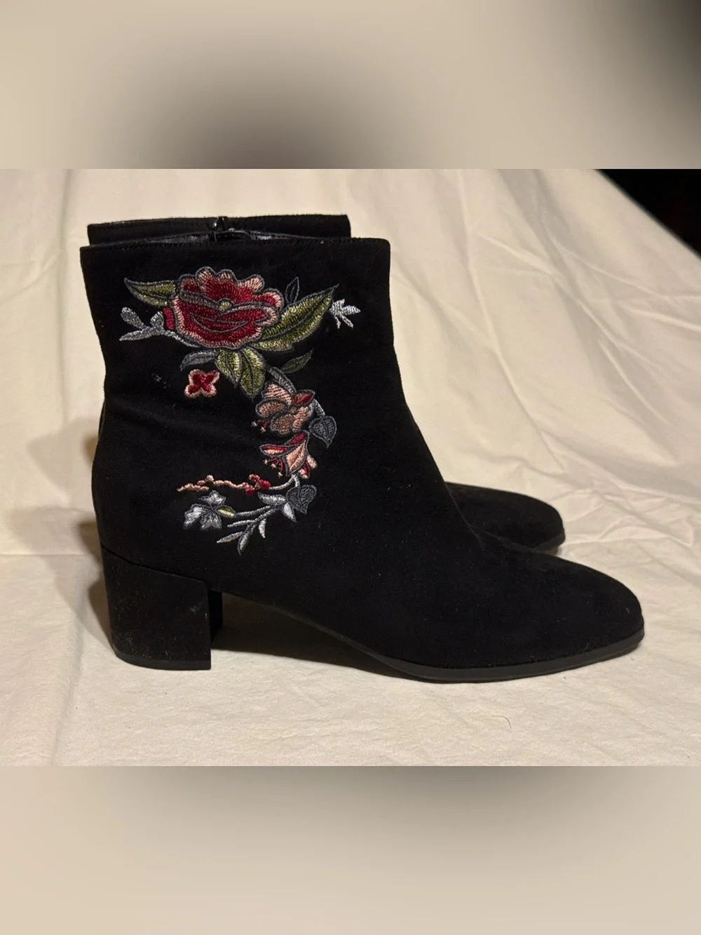 IMPo Electra Black Floral Embroidered Ankle Boots 7.5 Whimsigoth Fall Boho